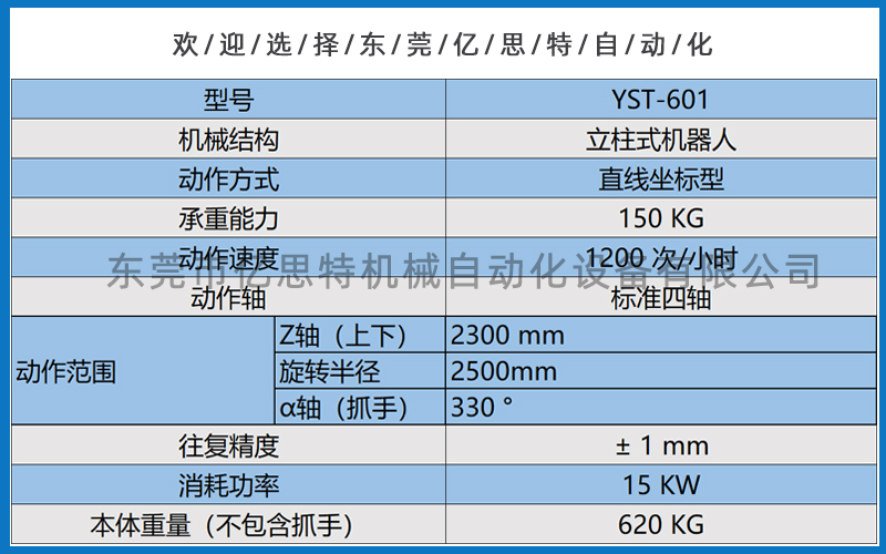  立式碼垛機器人 產品參數